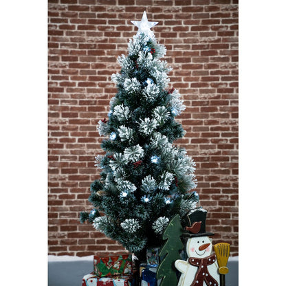 Christmas Tree Fiber Optic Green with Cones & Berries