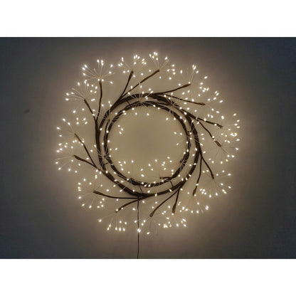 24in LED Christmas Wreath Brown Indoor Hanging Holiday Decor