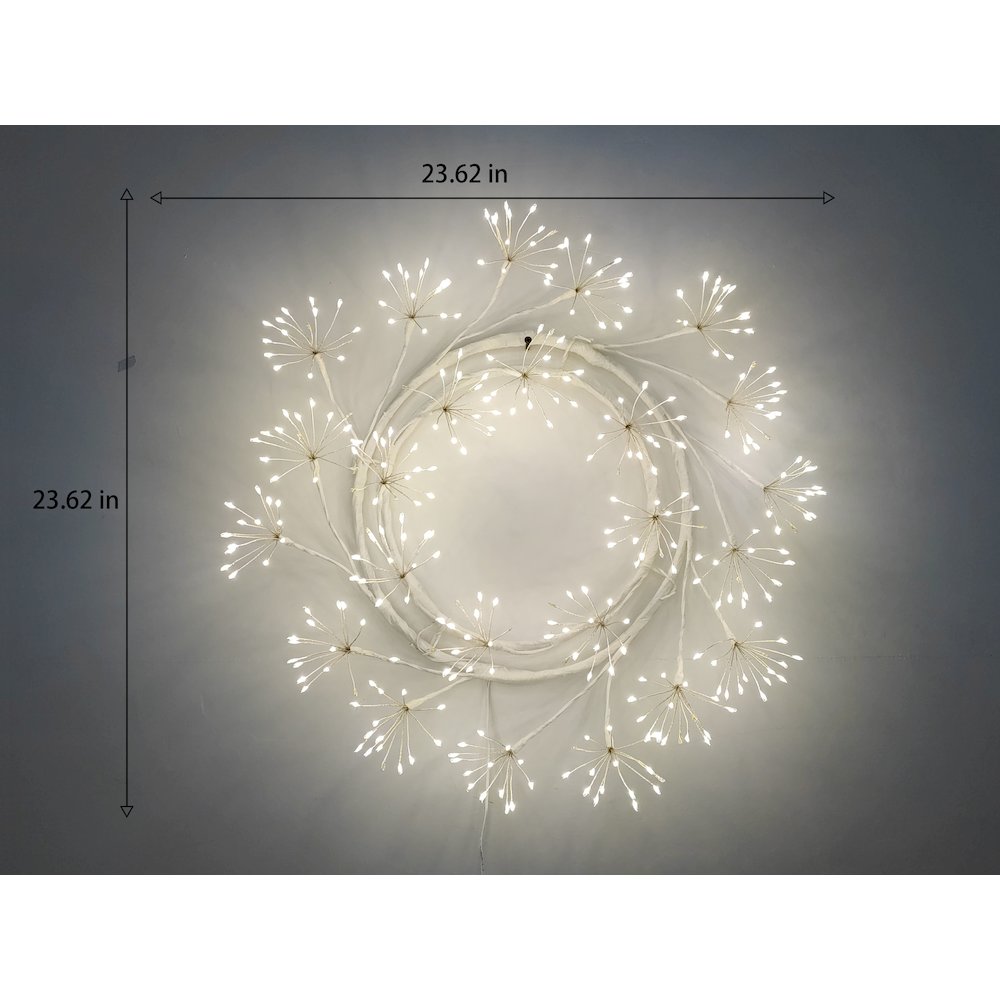 24in LED Christmas Wreath White Indoor Hanging Holiday Decor