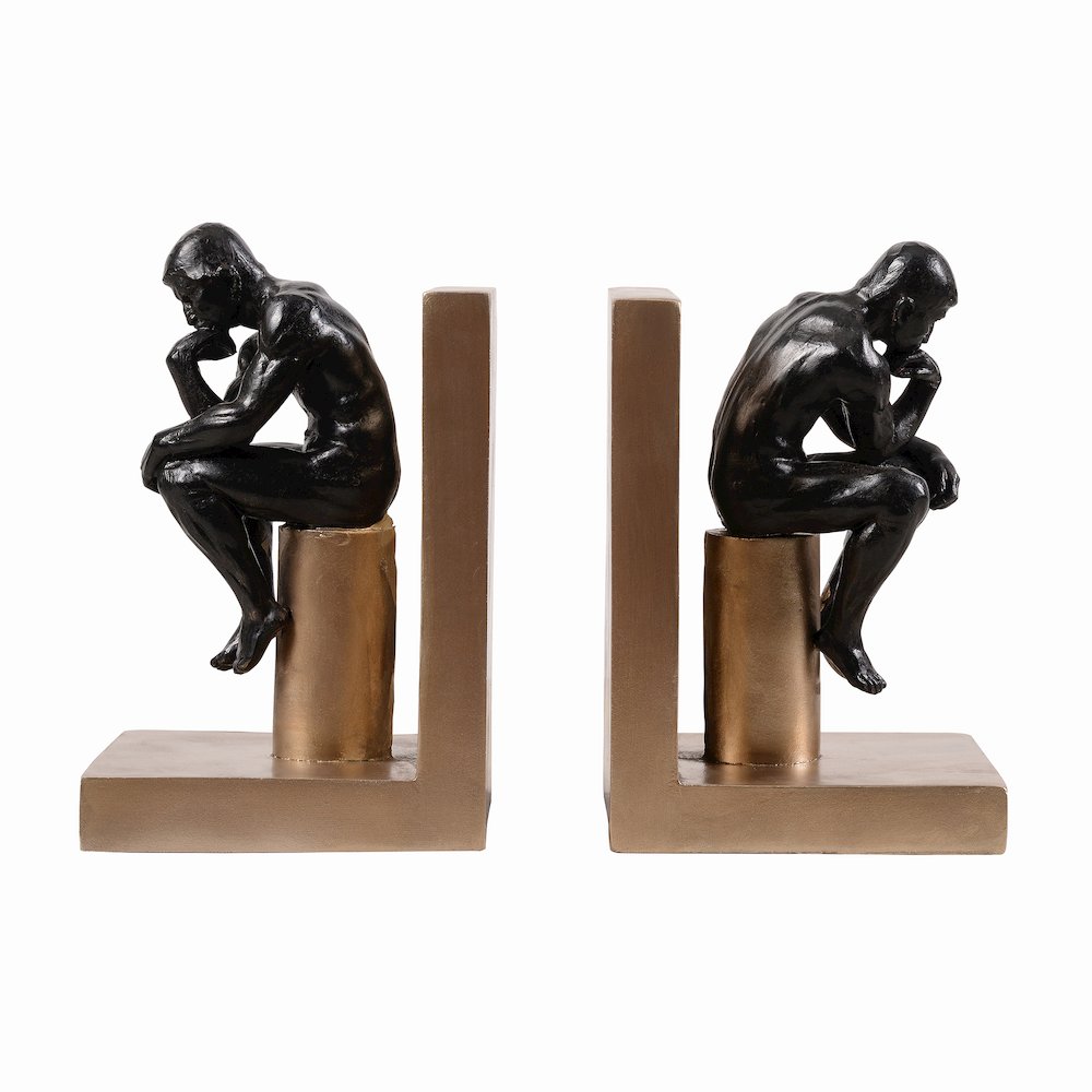 Resin Thinker Bookend Set of  2 Home Decor Shelf Display