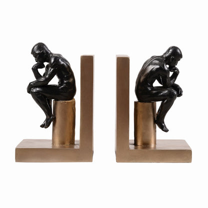 Resin Thinker Bookend Set of  2 Home Decor Shelf Display