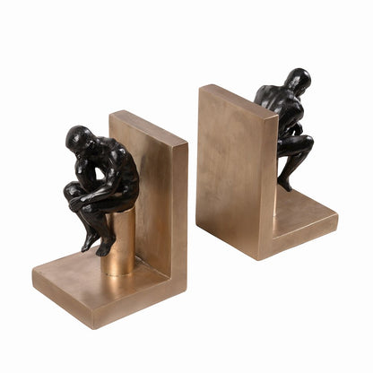 Resin Thinker Bookend Set of  2 Home Decor Shelf Display