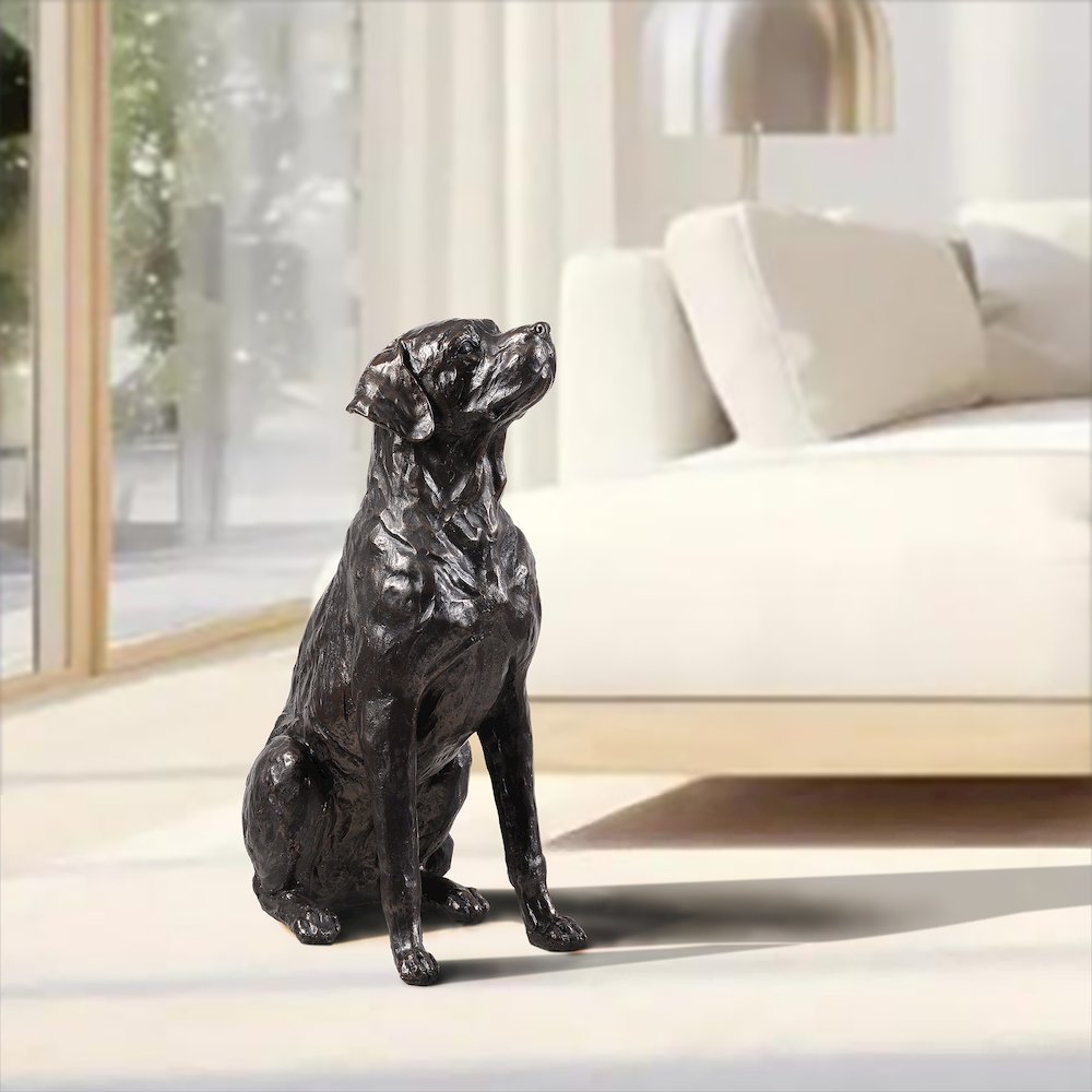 Bronze Sitting Labrador Life Size Resin Home Decor Living Room Display