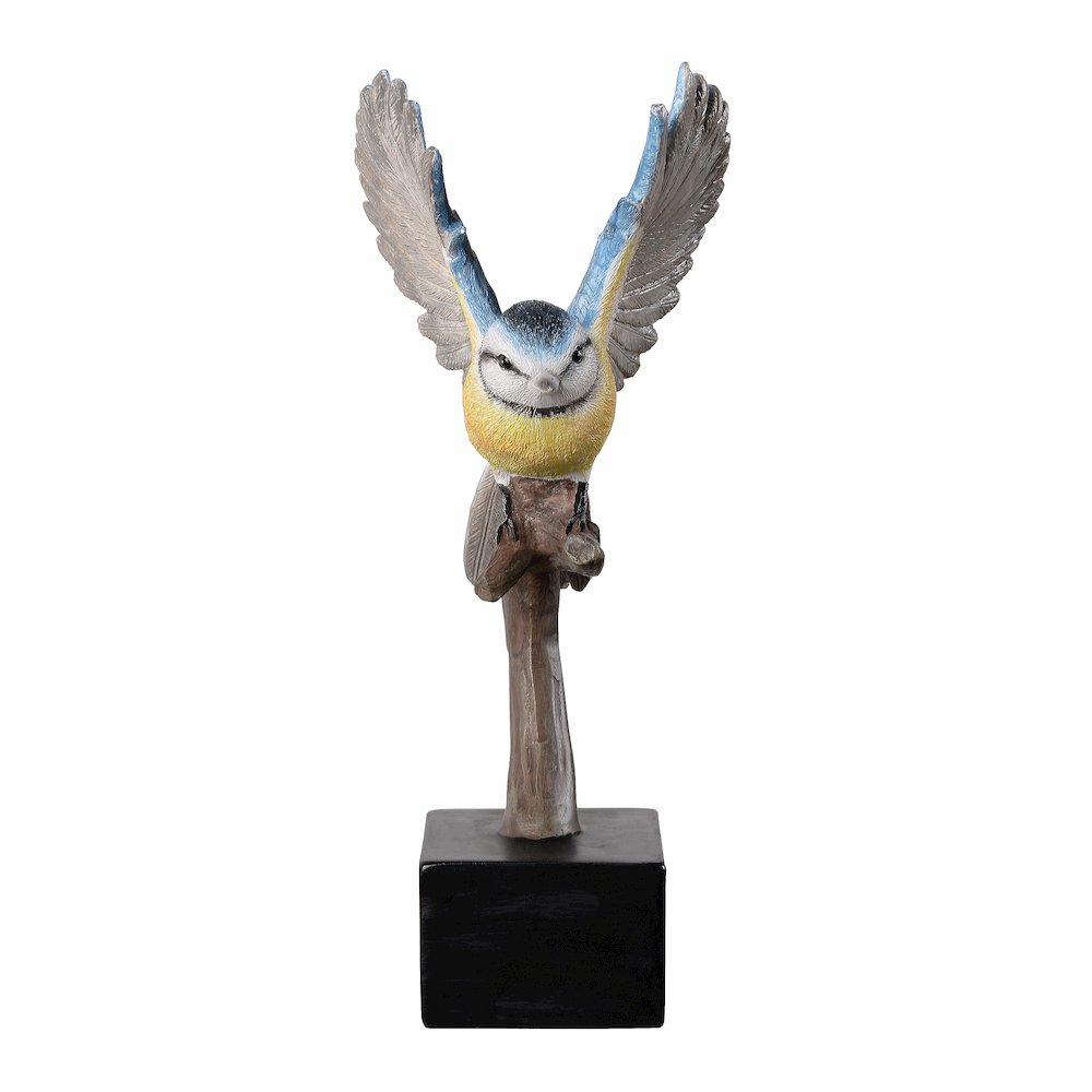 Blue Tit On Branch Lifelike Resin Bird Home Tabletop Decor