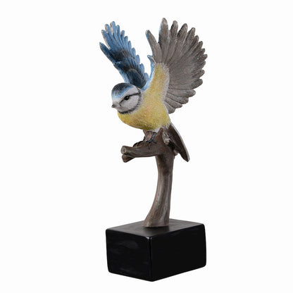 Blue Tit On Branch Lifelike Resin Bird Home Tabletop Decor
