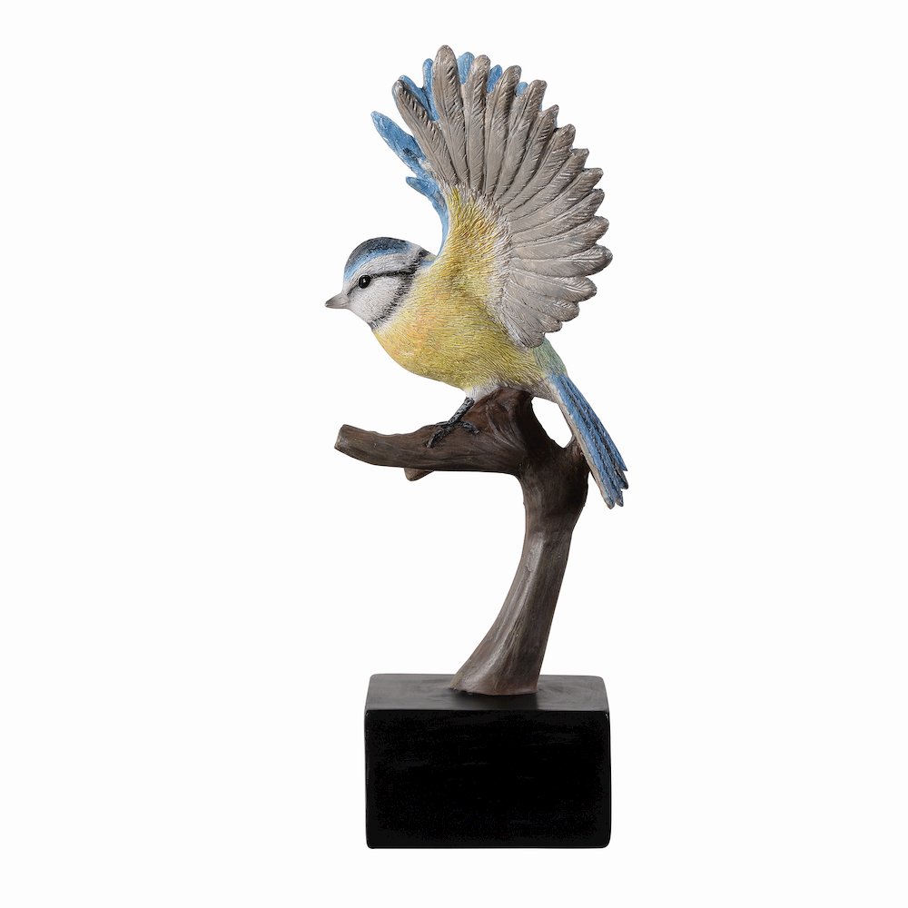 Blue Tit On Branch Lifelike Resin Bird Home Tabletop Decor