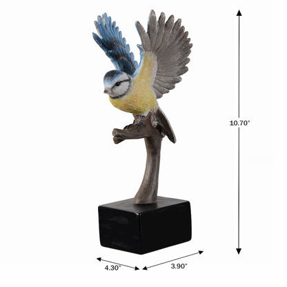 Blue Tit On Branch Lifelike Resin Bird Home Tabletop Decor