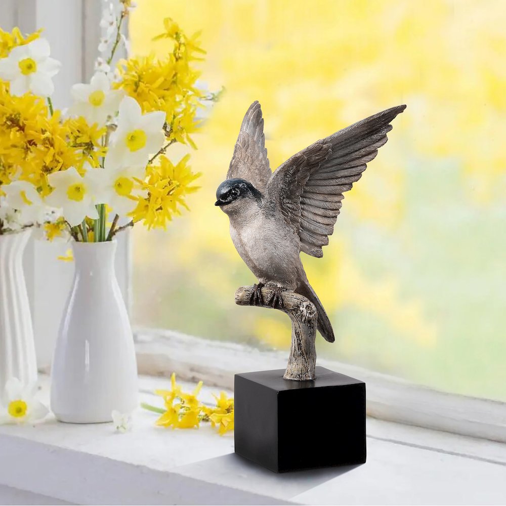 Small Swallow On Branch Lifelike Bird Resin Home Tabletop Decor