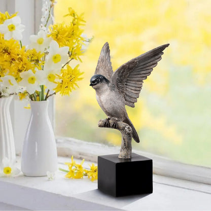 Small Swallow On Branch Lifelike Bird Resin Home Tabletop Decor