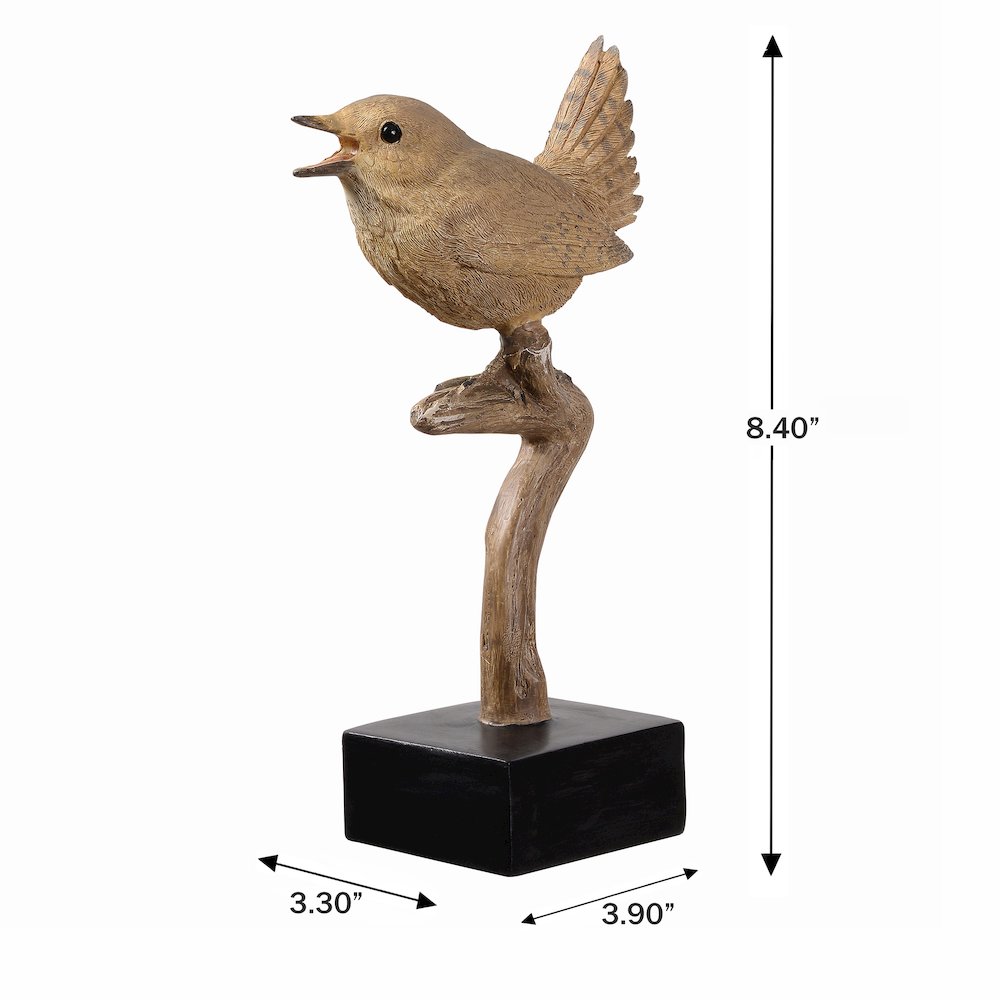 Sing Bird On Branch Lifelike Resin Bird Home Tabletop Decor