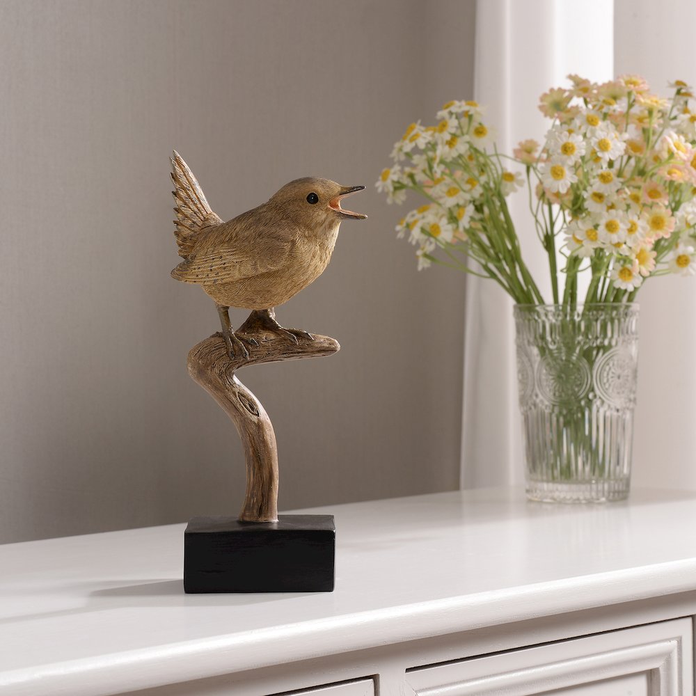 Sing Bird On Branch Lifelike Resin Bird Home Tabletop Decor