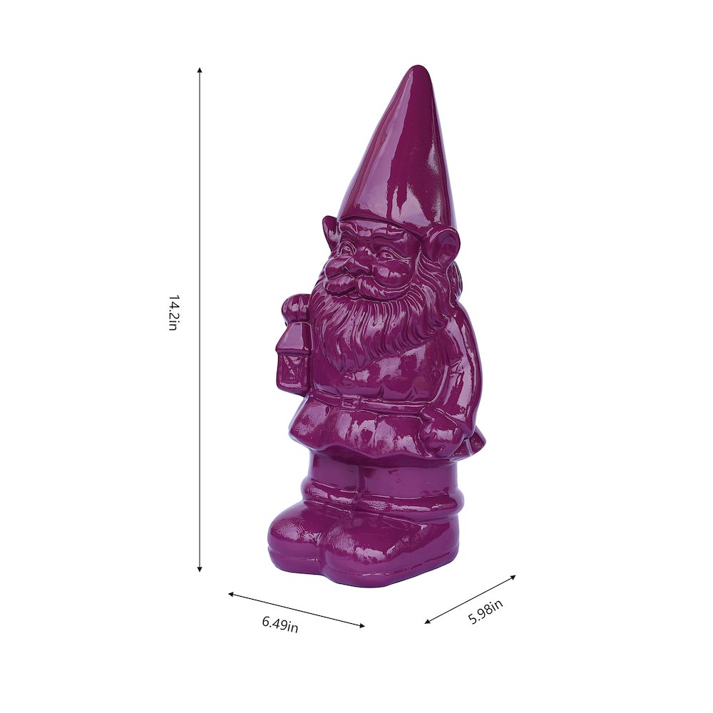 Garden Gnome Statue Holding Lantern-Purple