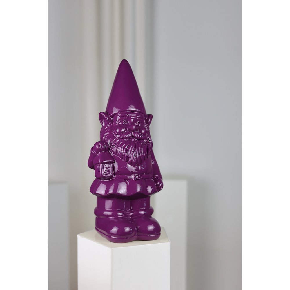 Garden Gnome Statue Holding Lantern-Purple
