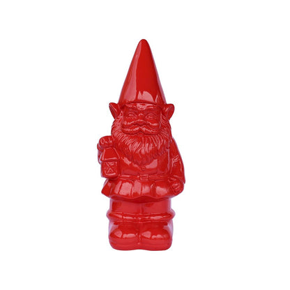 Garden Gnome Statue Holding Lantern-Red