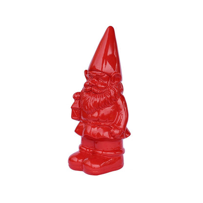 Garden Gnome Statue Holding Lantern-Red