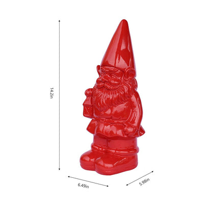 Garden Gnome Statue Holding Lantern-Red