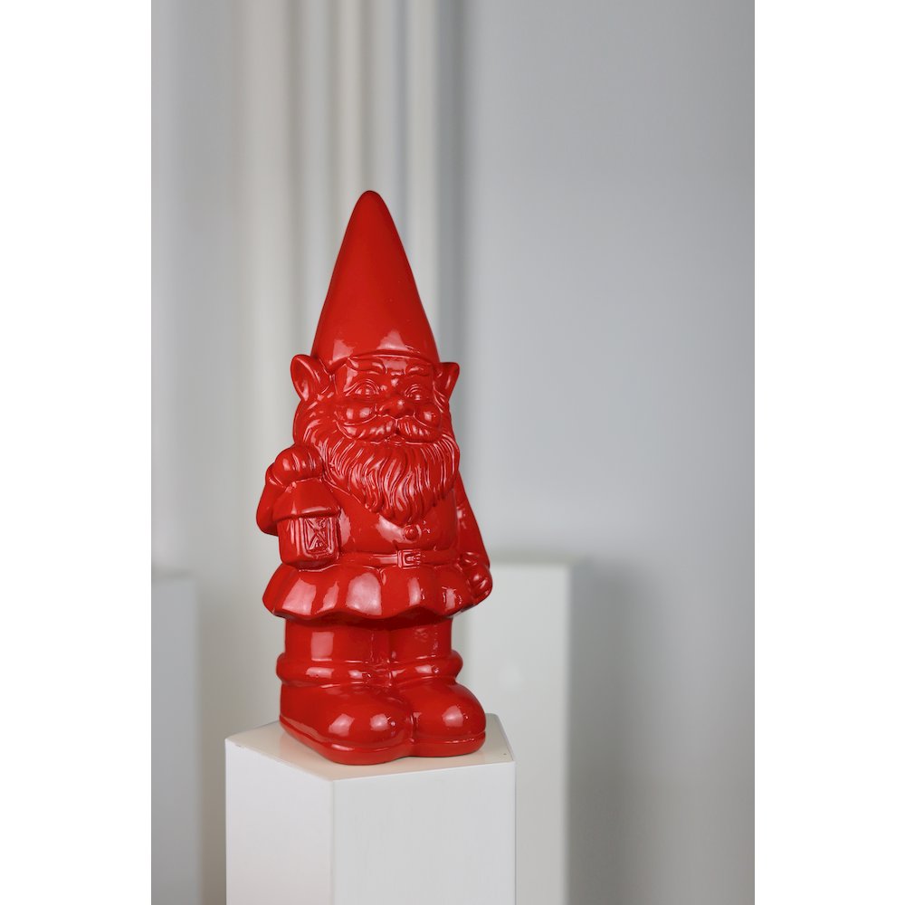 Garden Gnome Statue Holding Lantern-Red