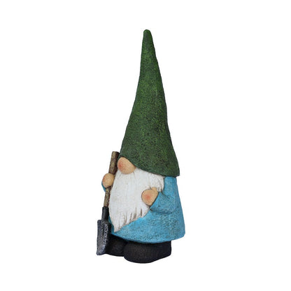 16in Garden Gnome Statue Holding Shovel