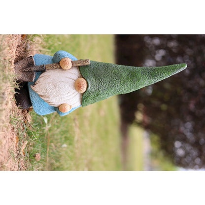 16in Garden Gnome Statue Holding Shovel