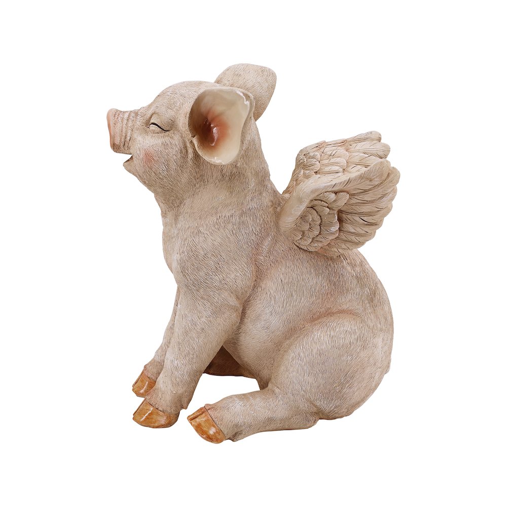 16.65" H Smiling Pig W/Wings Sitting