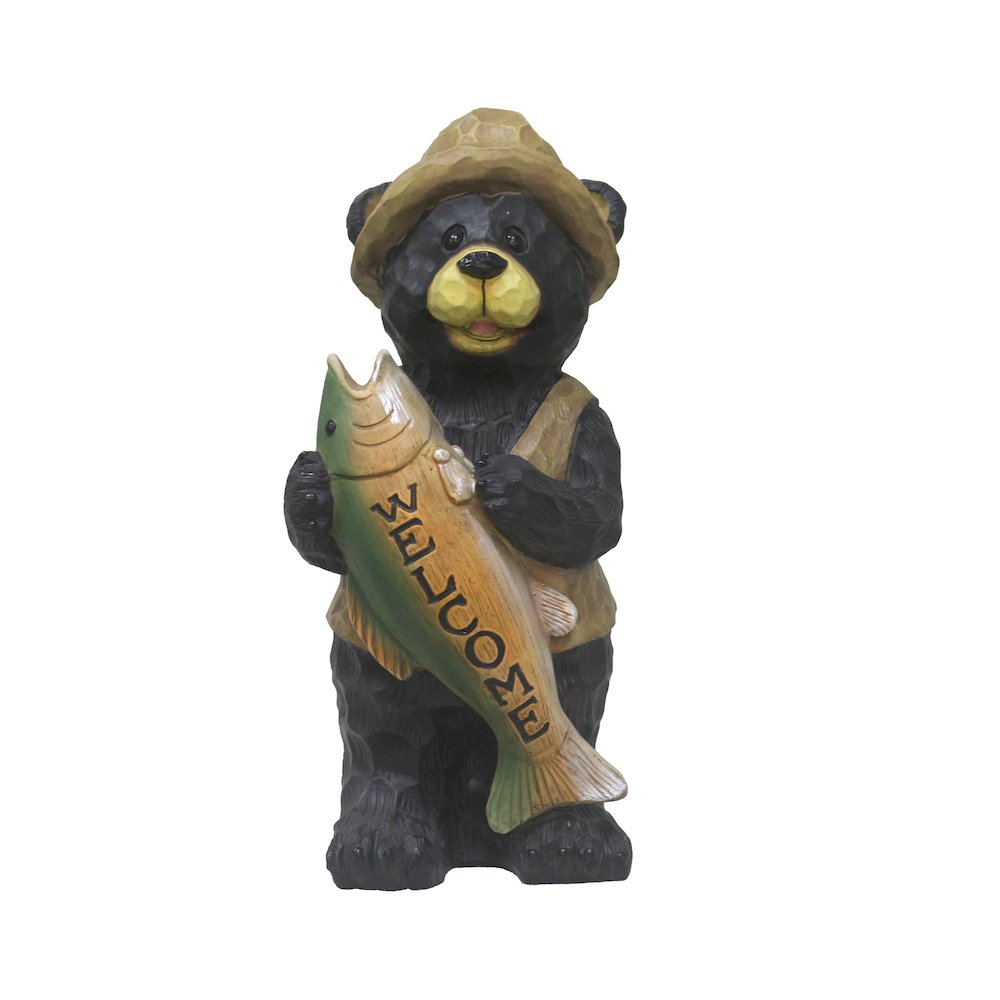 Standing Bear with Fish Welcome Sign