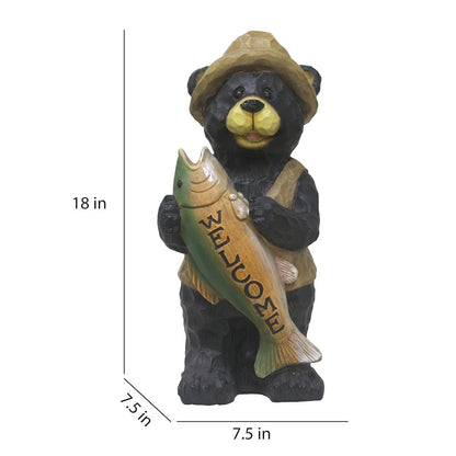 Standing Bear with Fish Welcome Sign