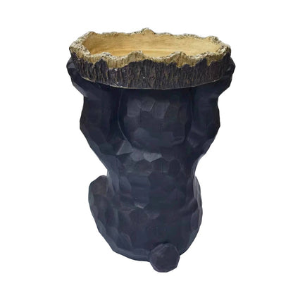 Sitting Bear Holding Bird Bath Garden Decor