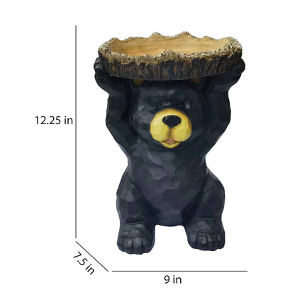 Sitting Bear Holding Bird Bath Garden Decor