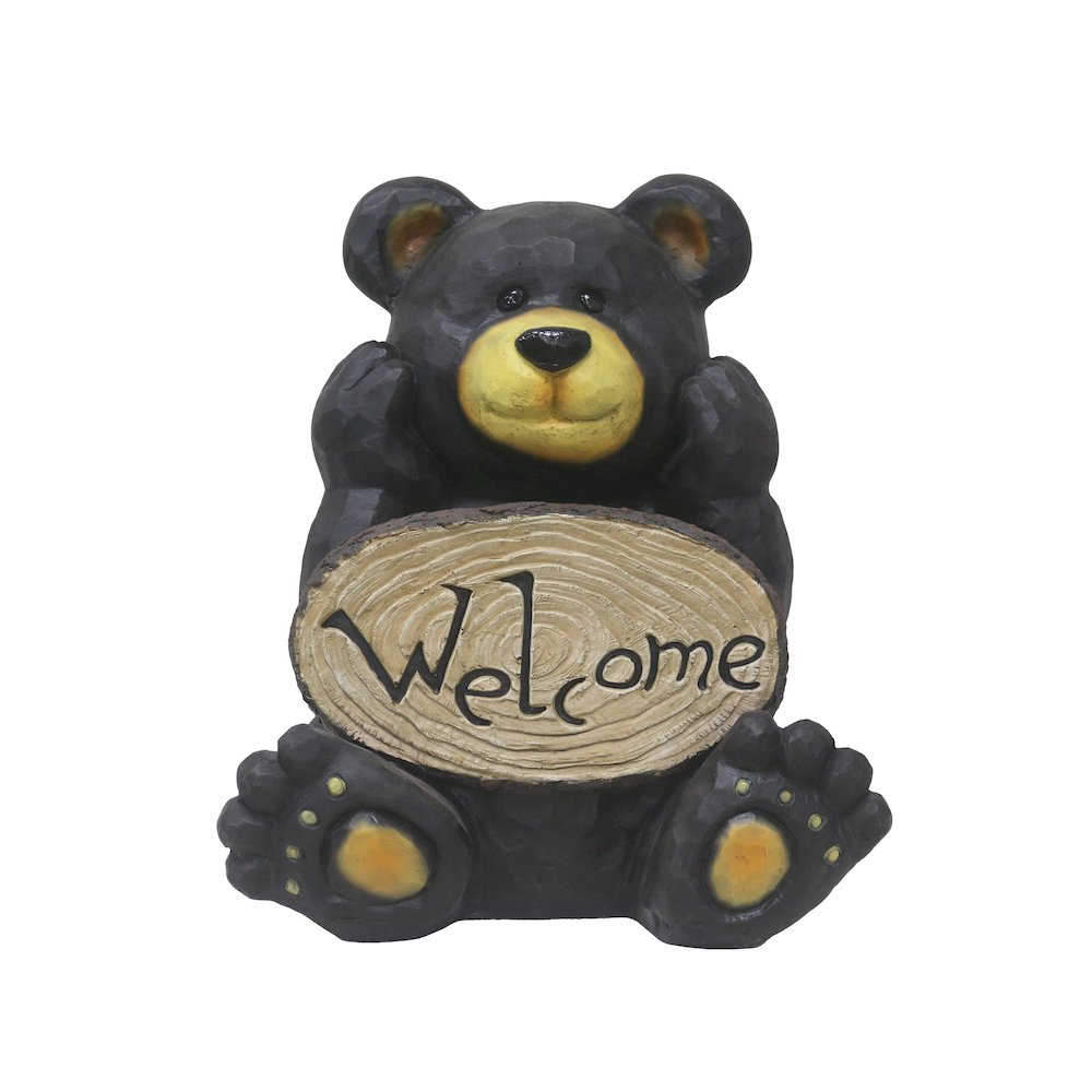 Thinking Bear with Welcome Sign Garden Decor