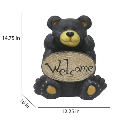 Thinking Bear with Welcome Sign Garden Decor