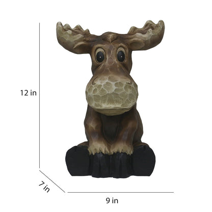 Sitting Moose Garden Statue Decor