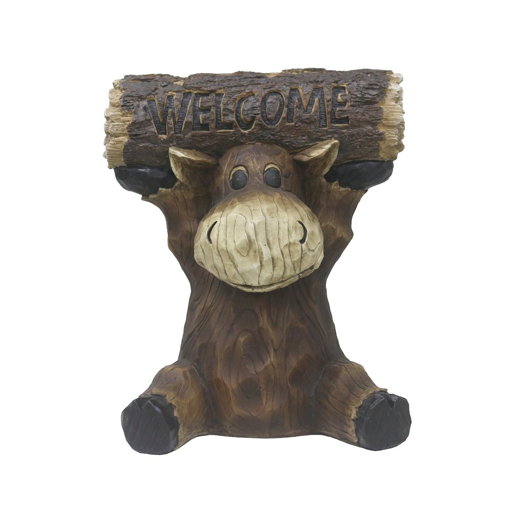 Moose Cub Holding Welcome Sign Garden Decor