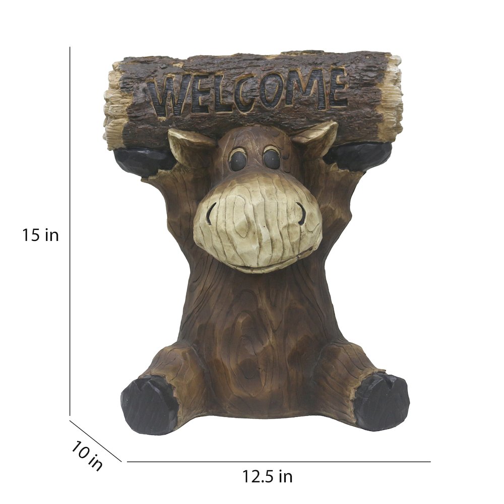 Moose Cub Holding Welcome Sign Garden Decor