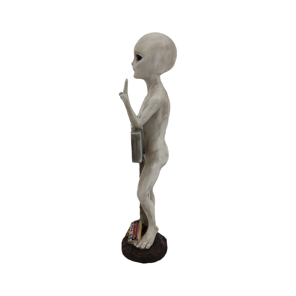 Alien Resin Statue W/Welcome Sign