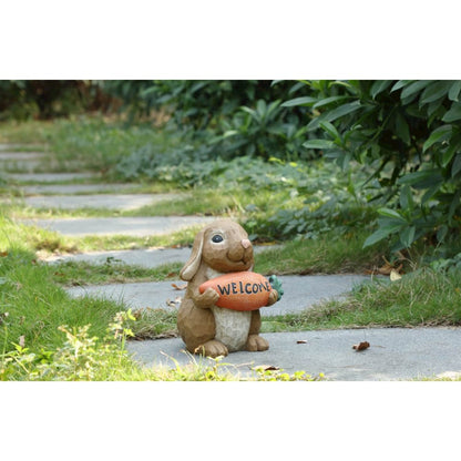 Rabbit Holdng Carrot Welcome Sign