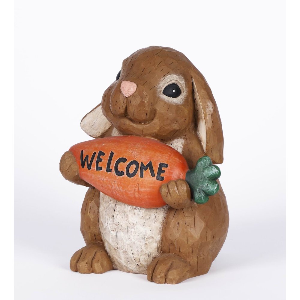 Rabbit Holdng Carrot Welcome Sign