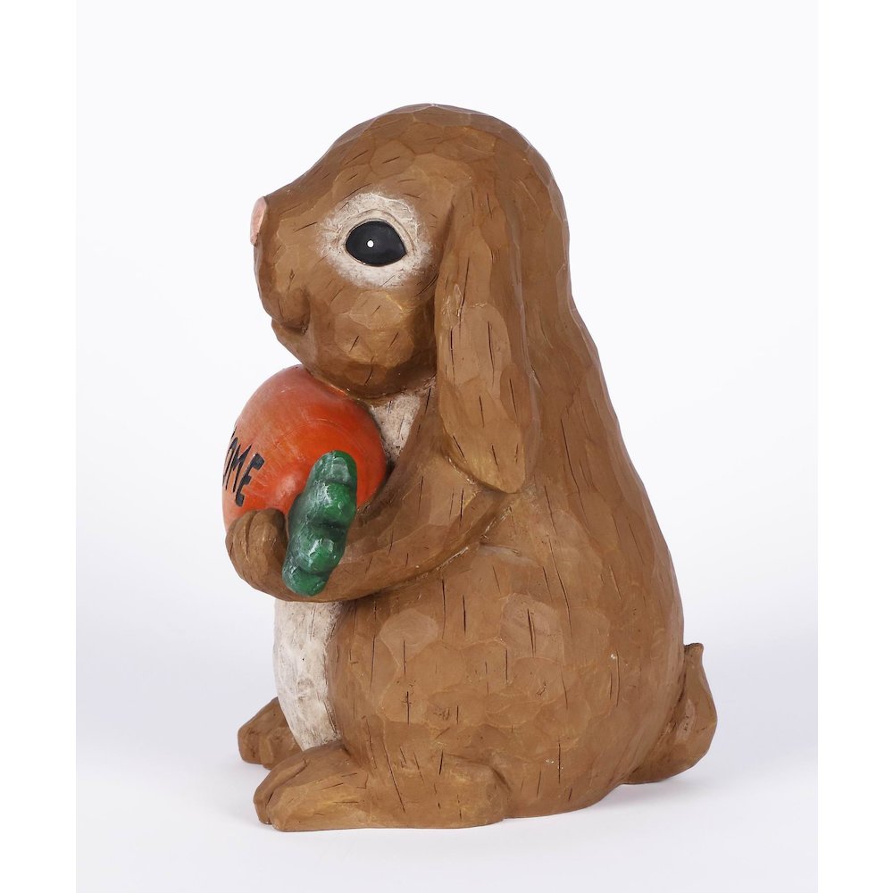 Rabbit Holdng Carrot Welcome Sign
