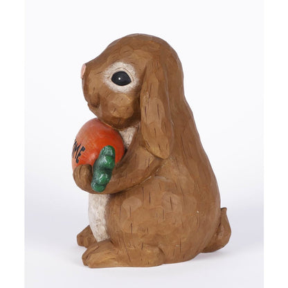 Rabbit Holdng Carrot Welcome Sign