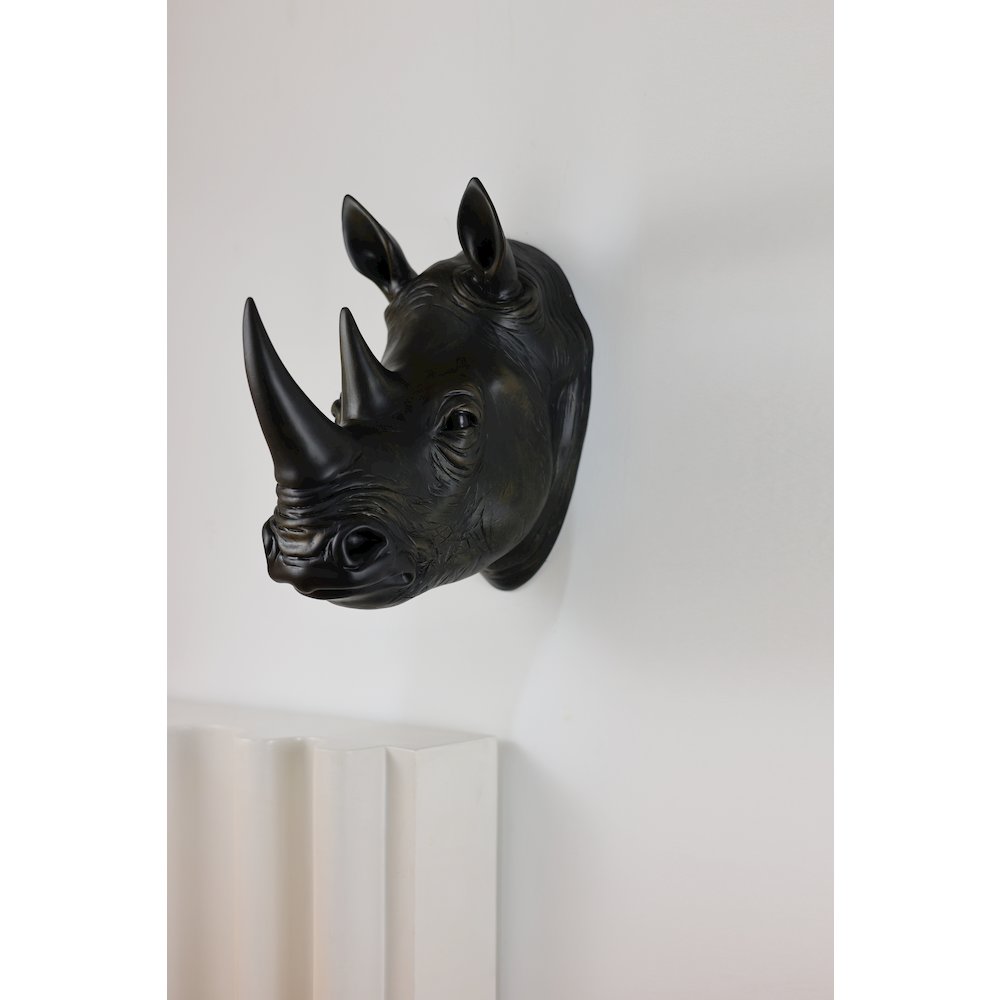 Rhinoceros Head Wall Mount Art Black Color