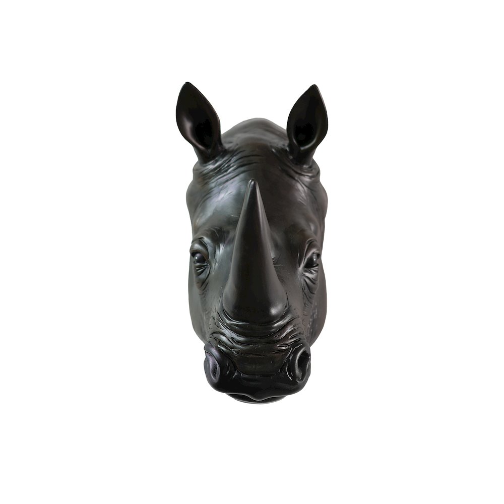 Rhinoceros Head Wall Mount Art Black Color
