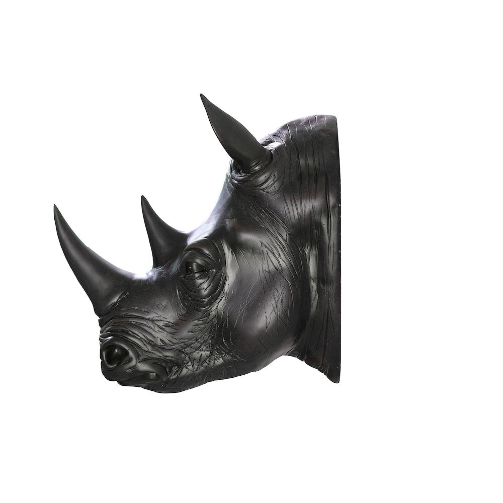 Rhinoceros Head Wall Mount Art Black Color