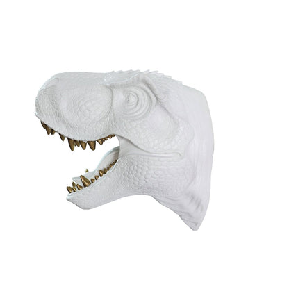 Dinosaur Head Sculpture White Color Wall Mounted Ornament