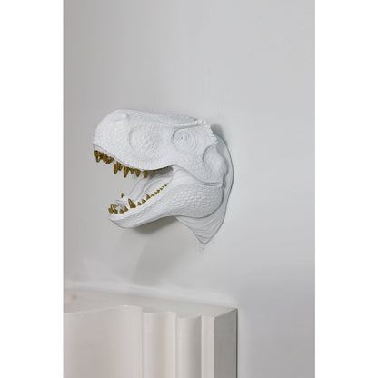 Dinosaur Head Sculpture White Color Wall Mounted Ornament