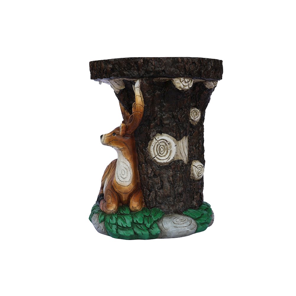 Solar Elk Statue Stump Plant Stand
