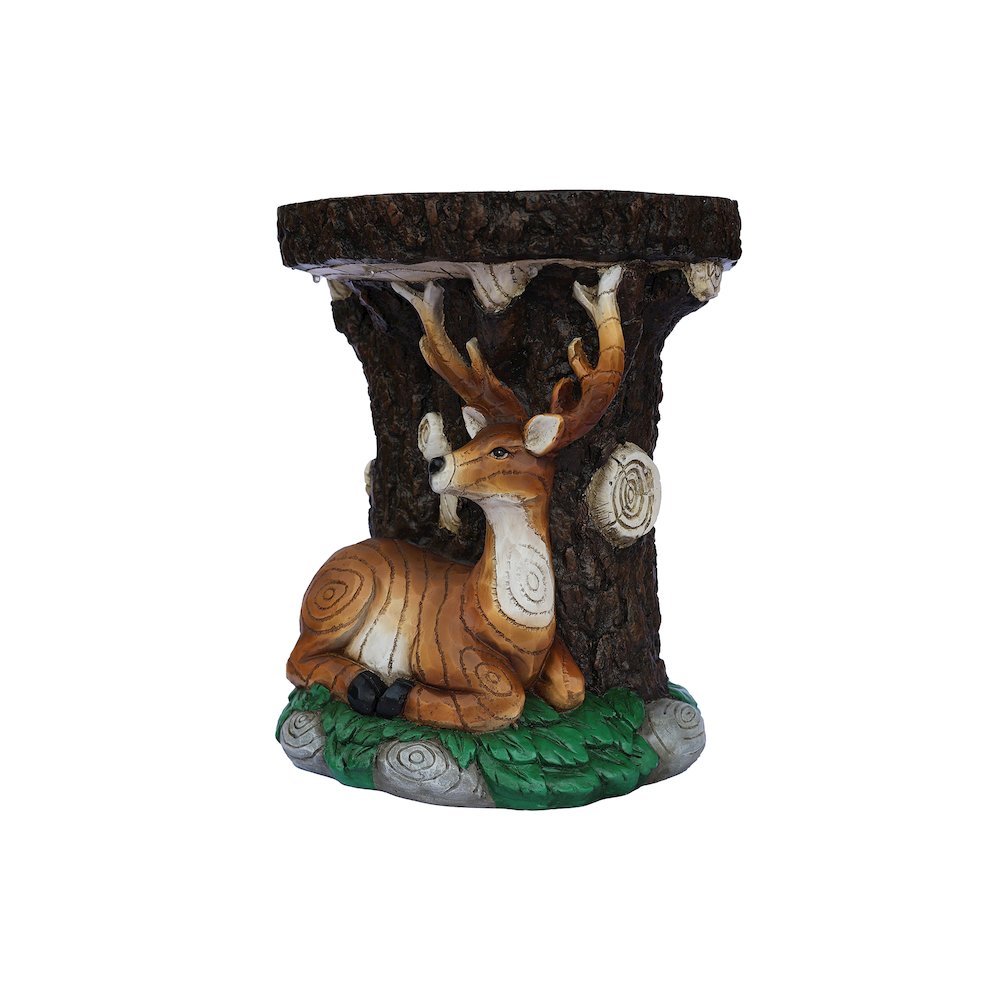 Solar Elk Statue Stump Plant Stand