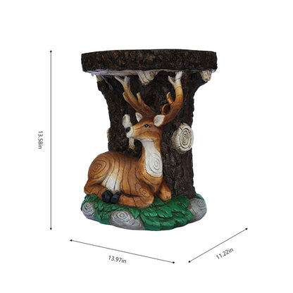 Solar Elk Statue Stump Plant Stand