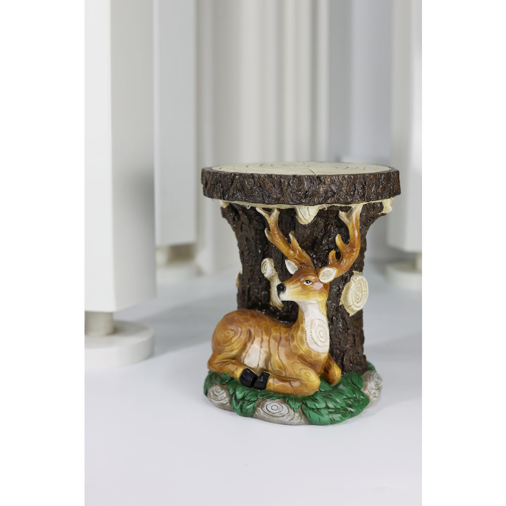 Solar Elk Statue Stump Plant Stand