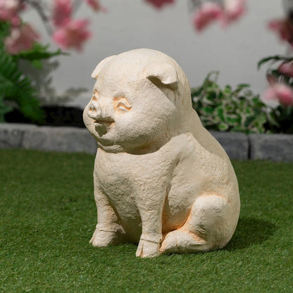 Serene Oinker Classic Curled Sitting Pig Statue