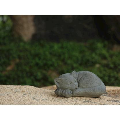 Graceful Slumber Curled Sleeping Cat Memorial Statue