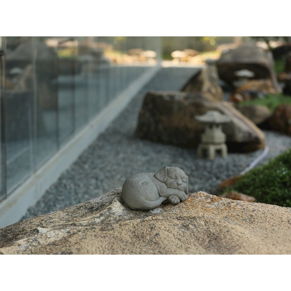 Peaceful Rest Curled Sleeping Dog Memorial Statue